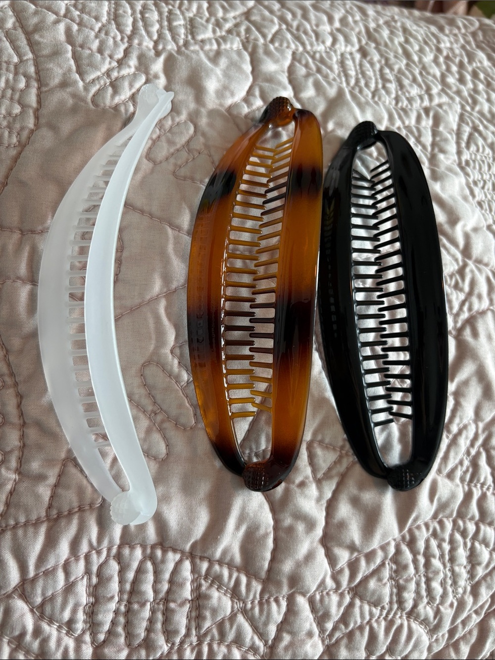 Banana Clip Hair Clip Trio - White, Tortoiseshell, Black